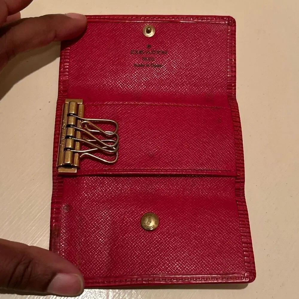 Louis Vuitton Epi Key Holder Case Red Textured 4-Key Organization Travel Luxury